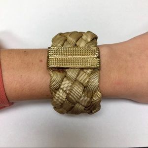 Reversible Gold Wide Braided Statement Bracelet